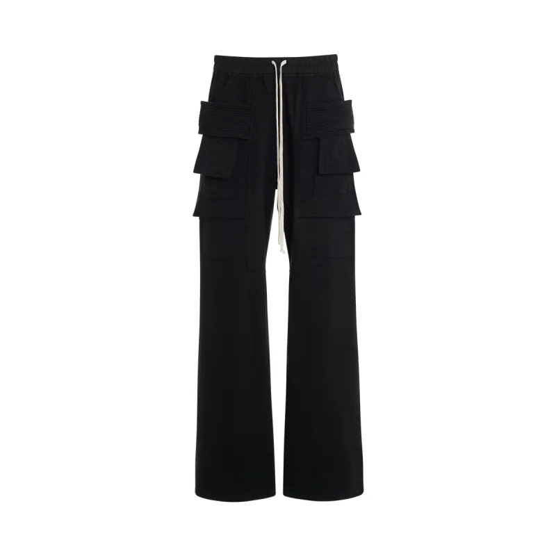 Heavy Cotton Creatch Wide Cargo Drawstring Pants in Black sold by MARAIS