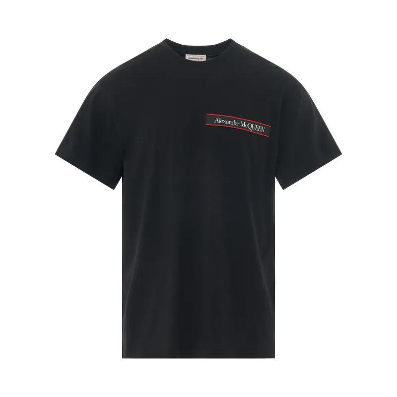 Logo Tape Detail T-Shirt in Black/Mix made by MARAIS
