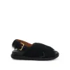 Fussbett Long Hair Calfskin Sandal in Black sold by MARAIS