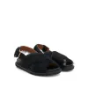 Fussbett Long Hair Calfskin Sandal in Black sold by MARAIS
