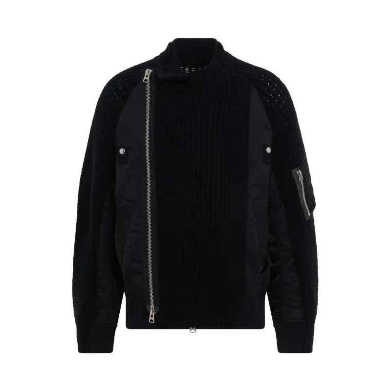 Nylon Twill Mix Blouson in Black sold by MARAIS