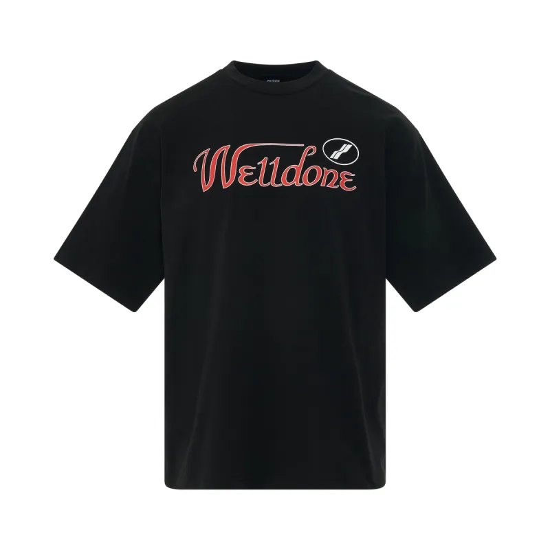 Colourful Cursive Logo T-Shirt in Black sold by MARAIS