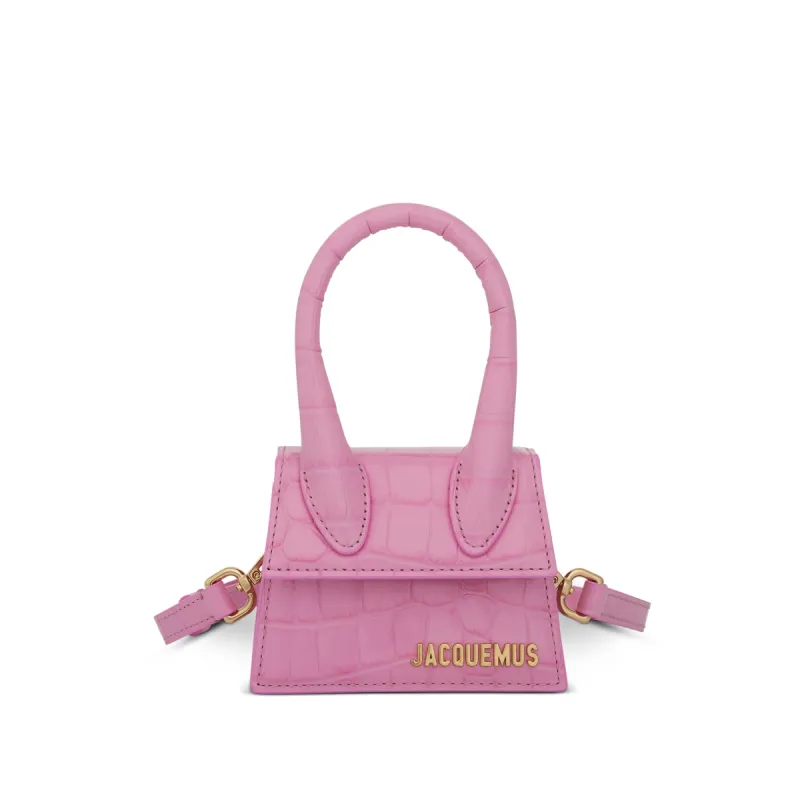 Le Chiquito Mini Croc Embossed Leather Bag in Pink sold by MARAIS