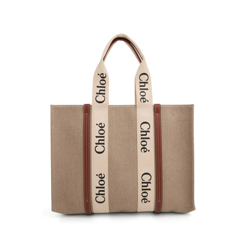 Large Eco Woody Tote Bag with Strap in White/Brown sold by MARAIS