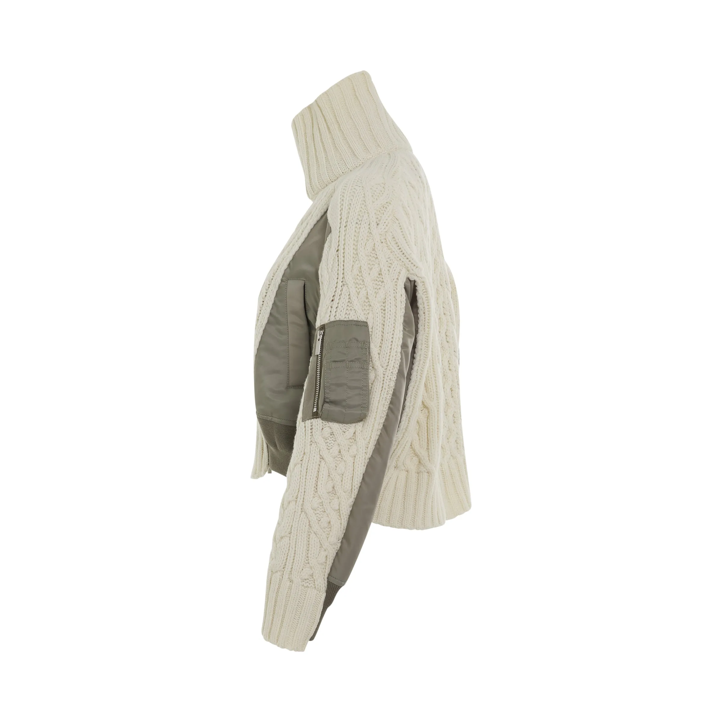 Nylon Twill x Knit Blouson in Off White/Light Khaki sold by MARAIS product image thumbnail 3