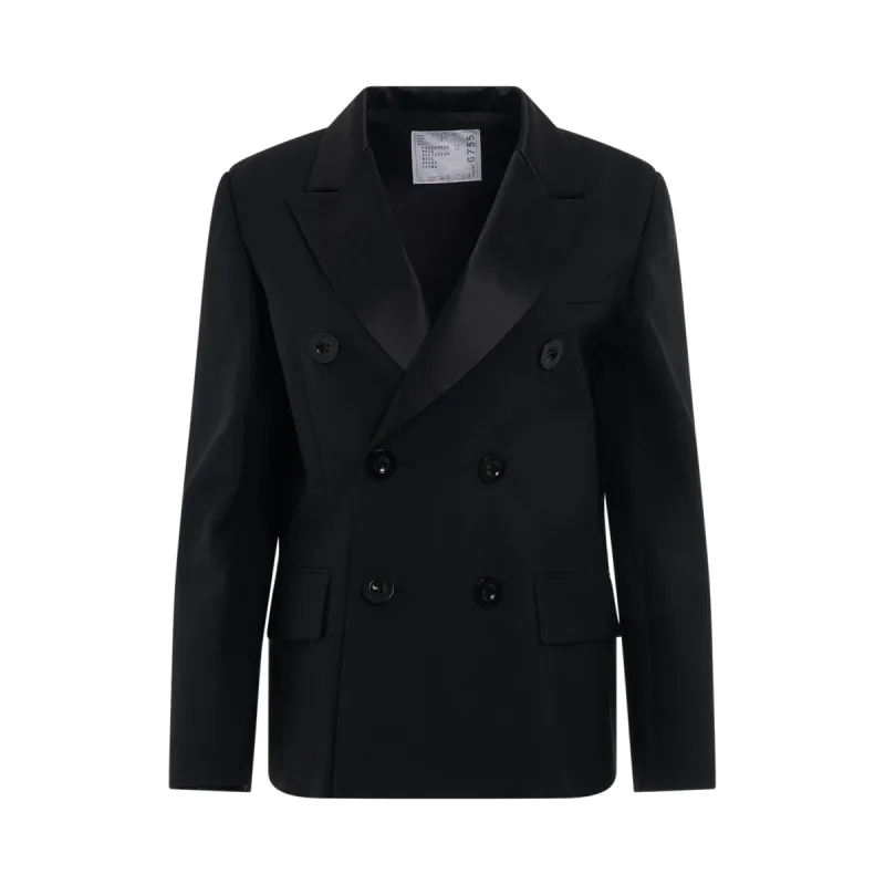 Double Breasted Suiting Mix Jacket in Black sold by MARAIS