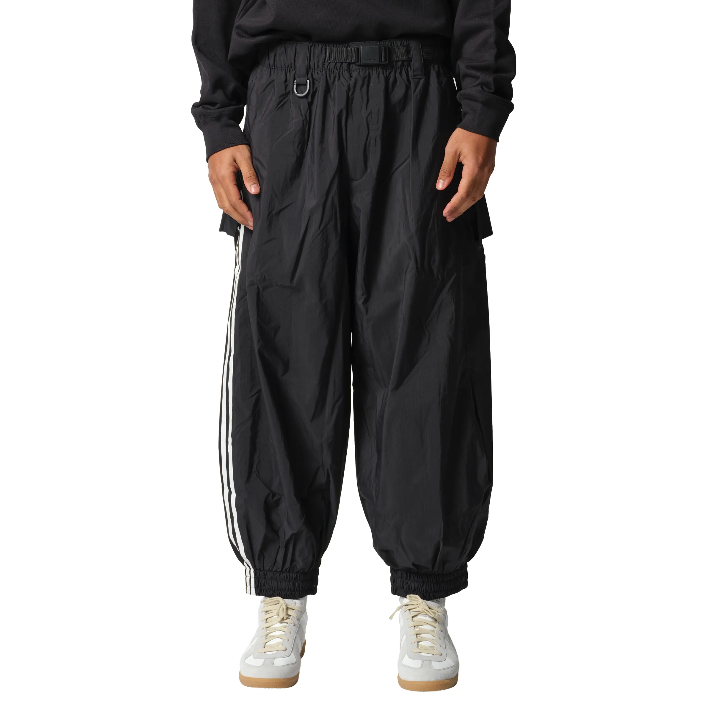 3 Stripe Nylon Pants in Black sold by MARAIS
