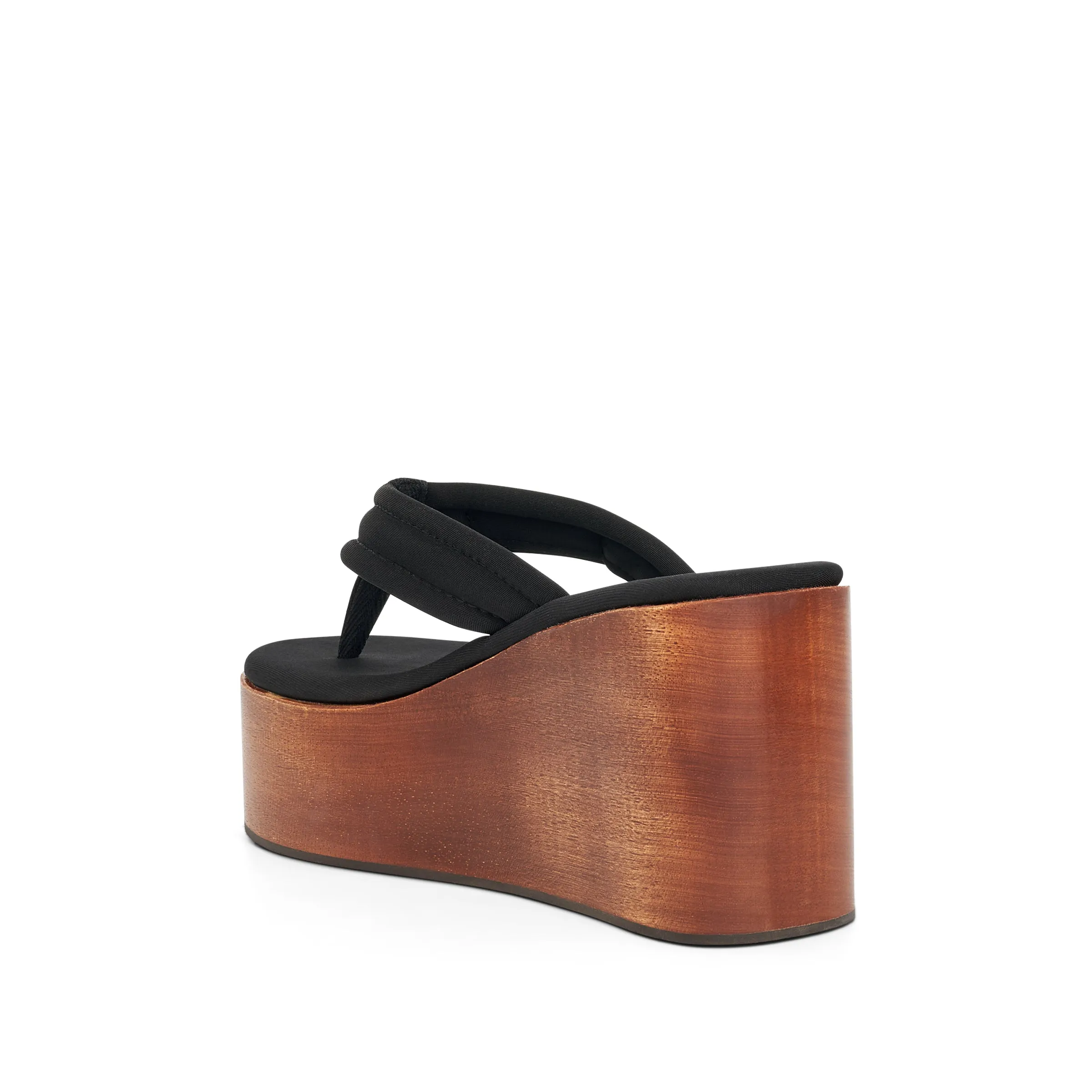 Wooden Branded Wedge Sandal in Black/Brown sold by MARAIS product image thumbnail 3