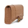 Hourglass Embossed Croc Wallet On Chain in Nude Beige sold by MARAIS