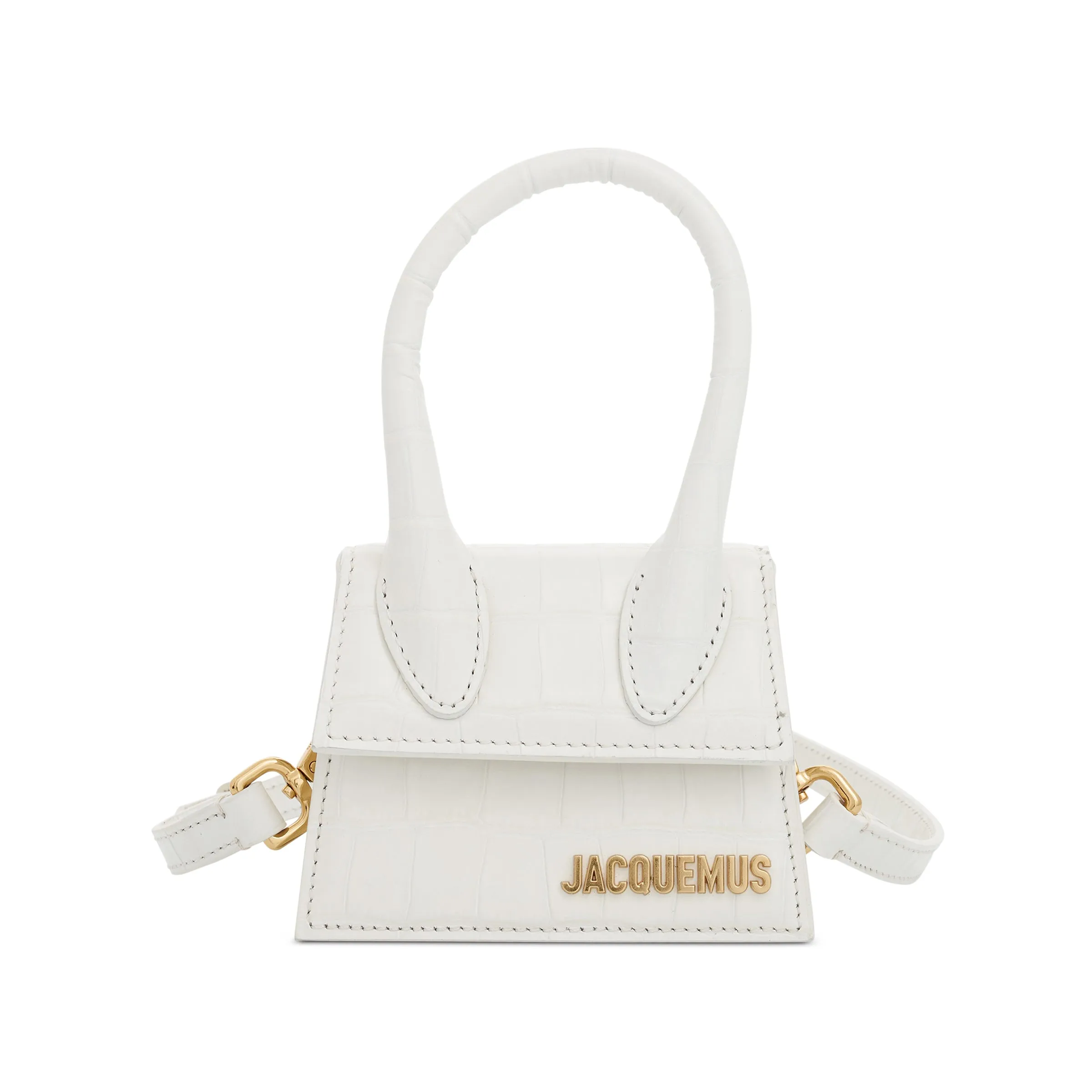 Le Chiquito Mini Croc Embossed Leather Bag in Ivory sold by MARAIS
