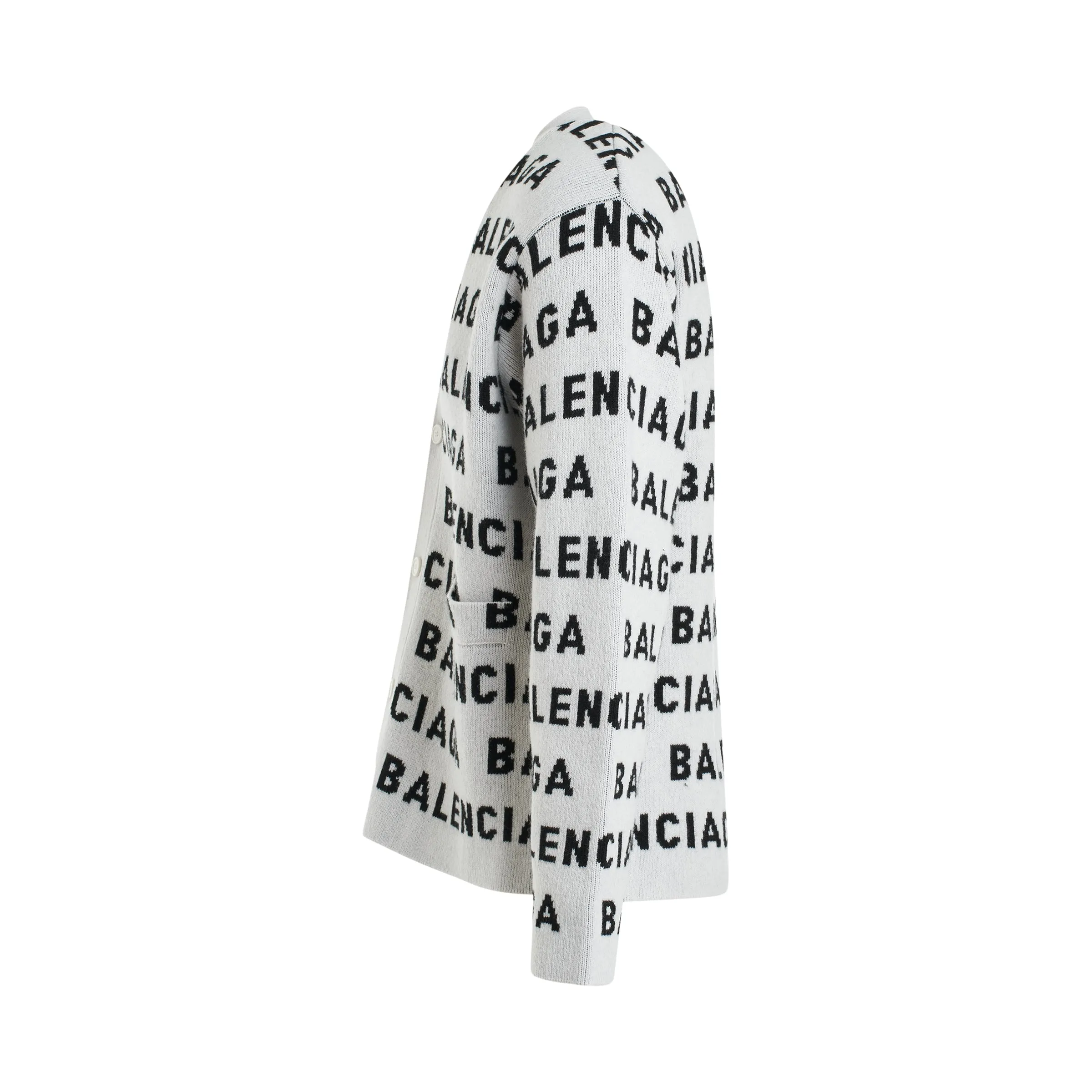 All-Over Logo Knit Cardigan in White/Black sold by MARAIS product image thumbnail 3