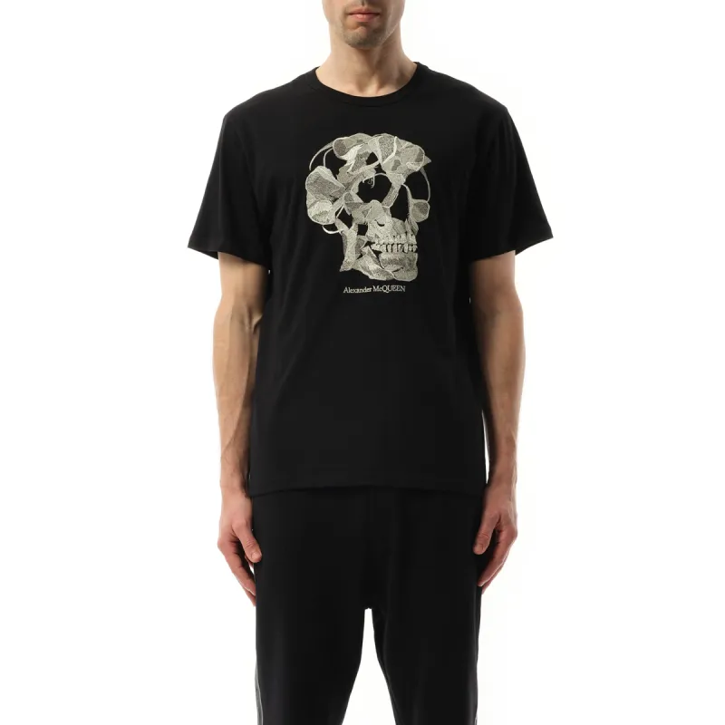 Pressed Skull Print T-Shirt in Black sold by MARAIS