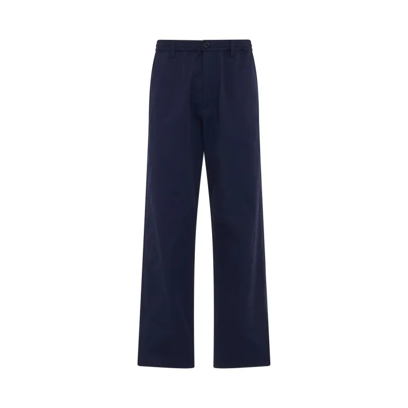 Straight Leg Regular Fit Cotton Pants in Ink sold by MARAIS