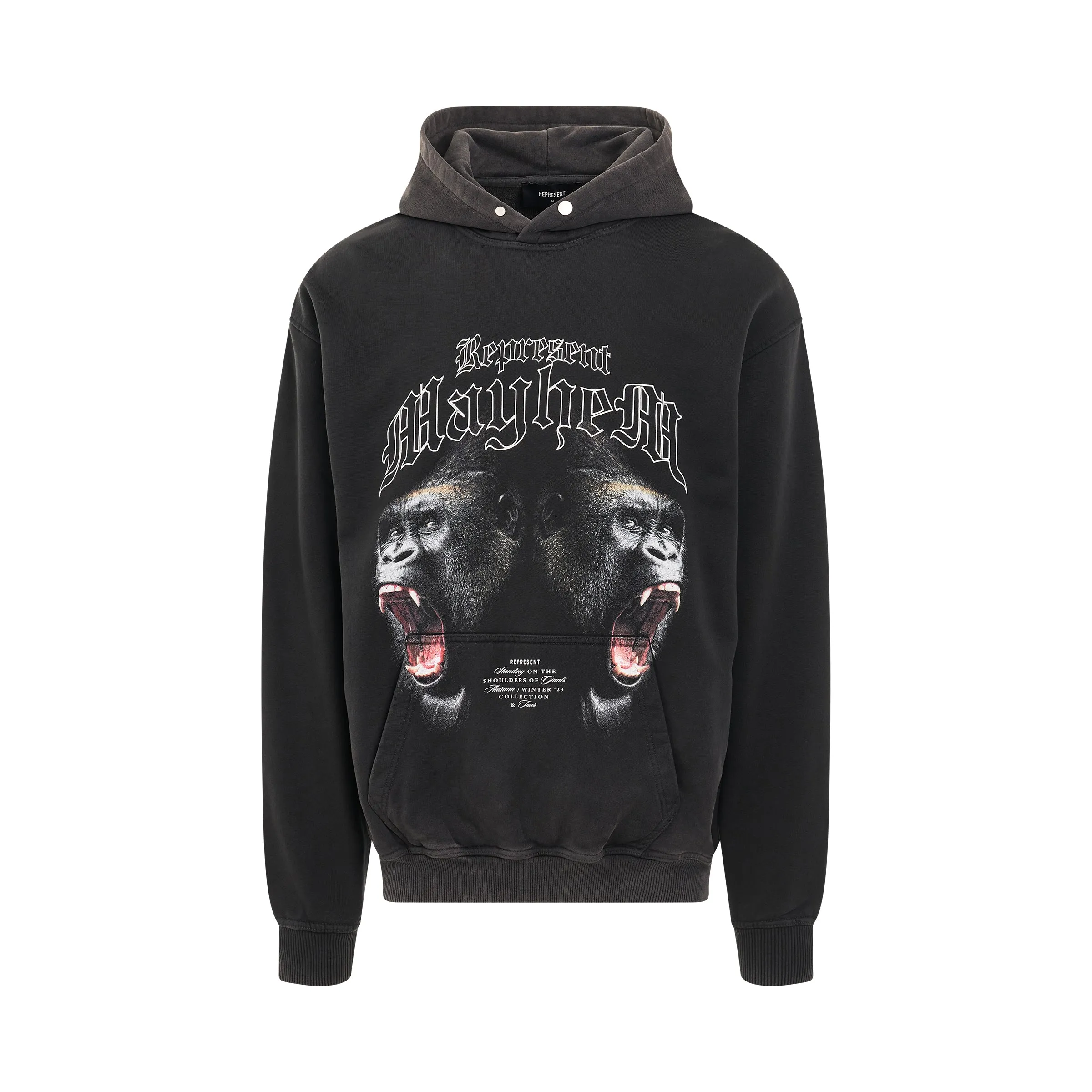 Mayhem Print Hoodie in Vintage Black sold by MARAIS