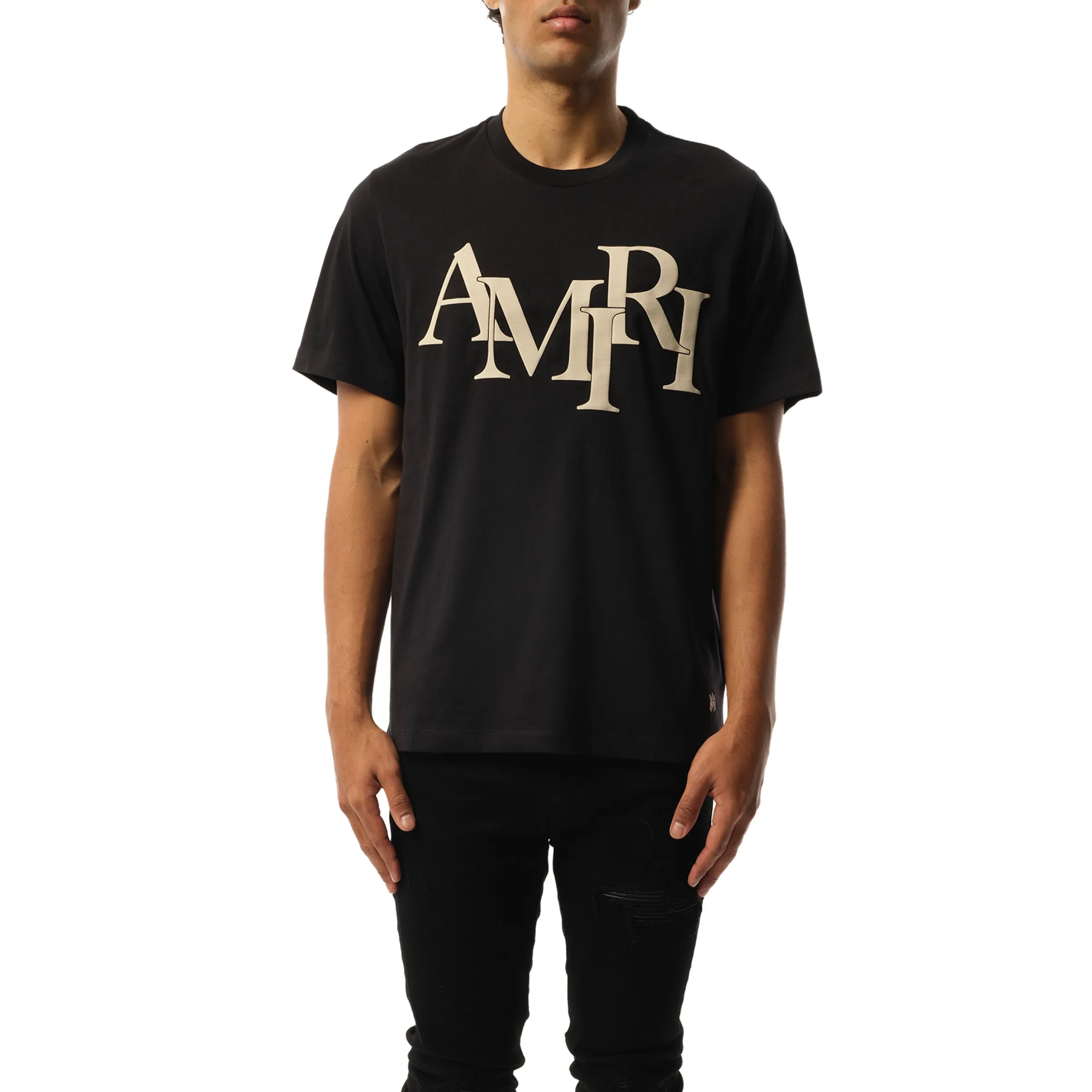 Amiri Staggered T-Shirt in Black sold by MARAIS