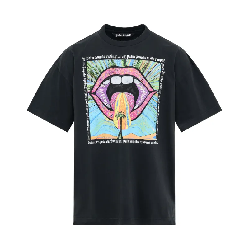 Crazy Mouth Print T-Shirt in Black sold by MARAIS