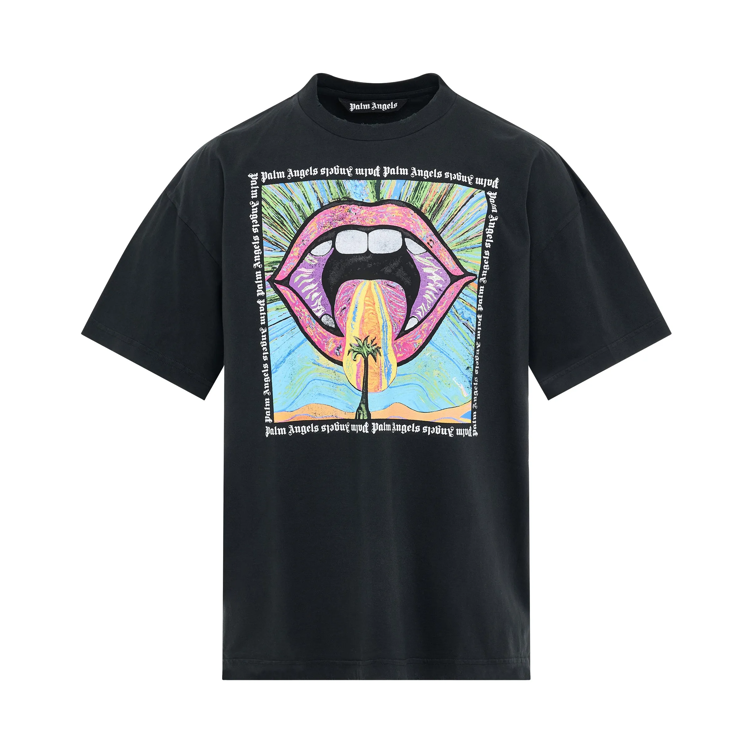 Crazy Mouth Print T-Shirt in Black sold by MARAIS