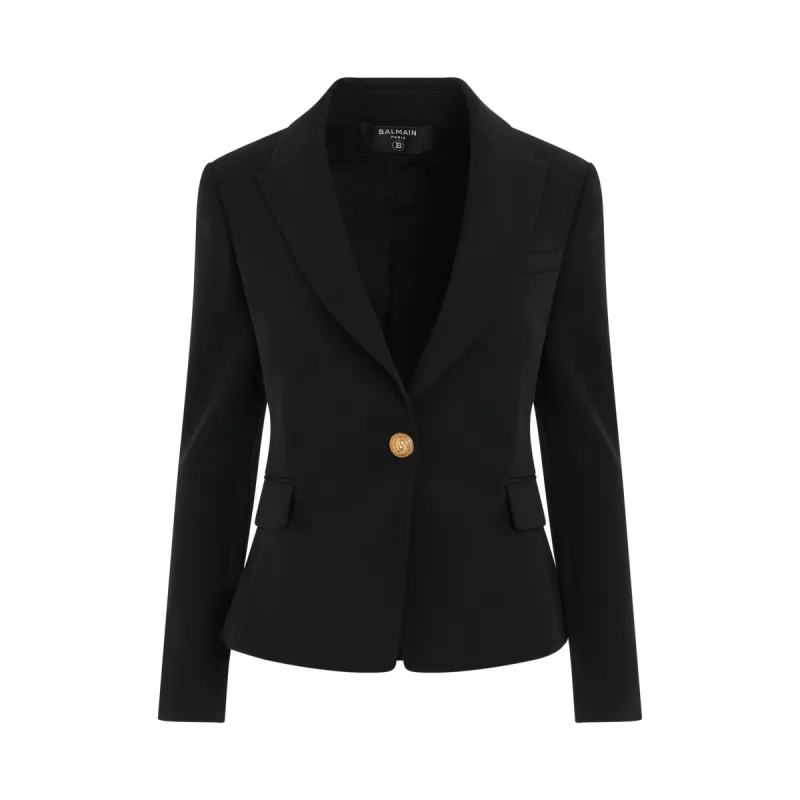 One Button Wool Jacket in Black sold by MARAIS