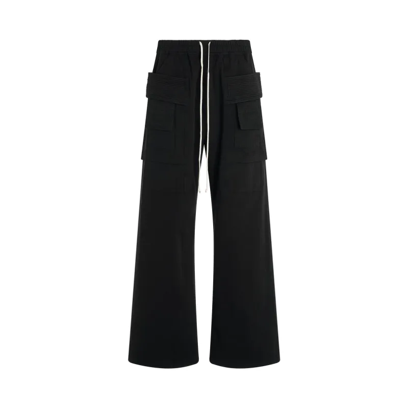 Creatch Wide Cargo Drawstring Pants in Black sold by MARAIS