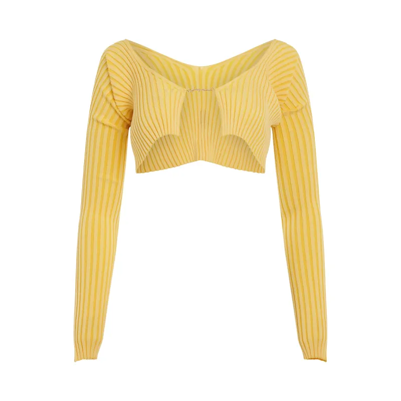 Pralu Micro Charm Cardigan in Light Yellow sold by MARAIS