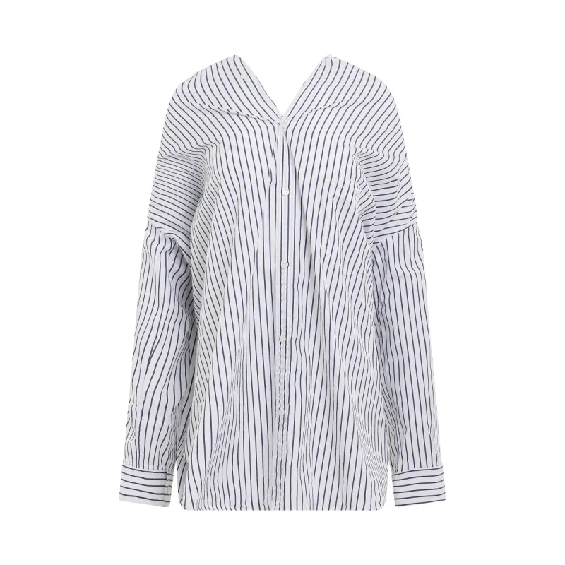 Knotted Vareuse Shirt in White/Navy made by Balenciaga
