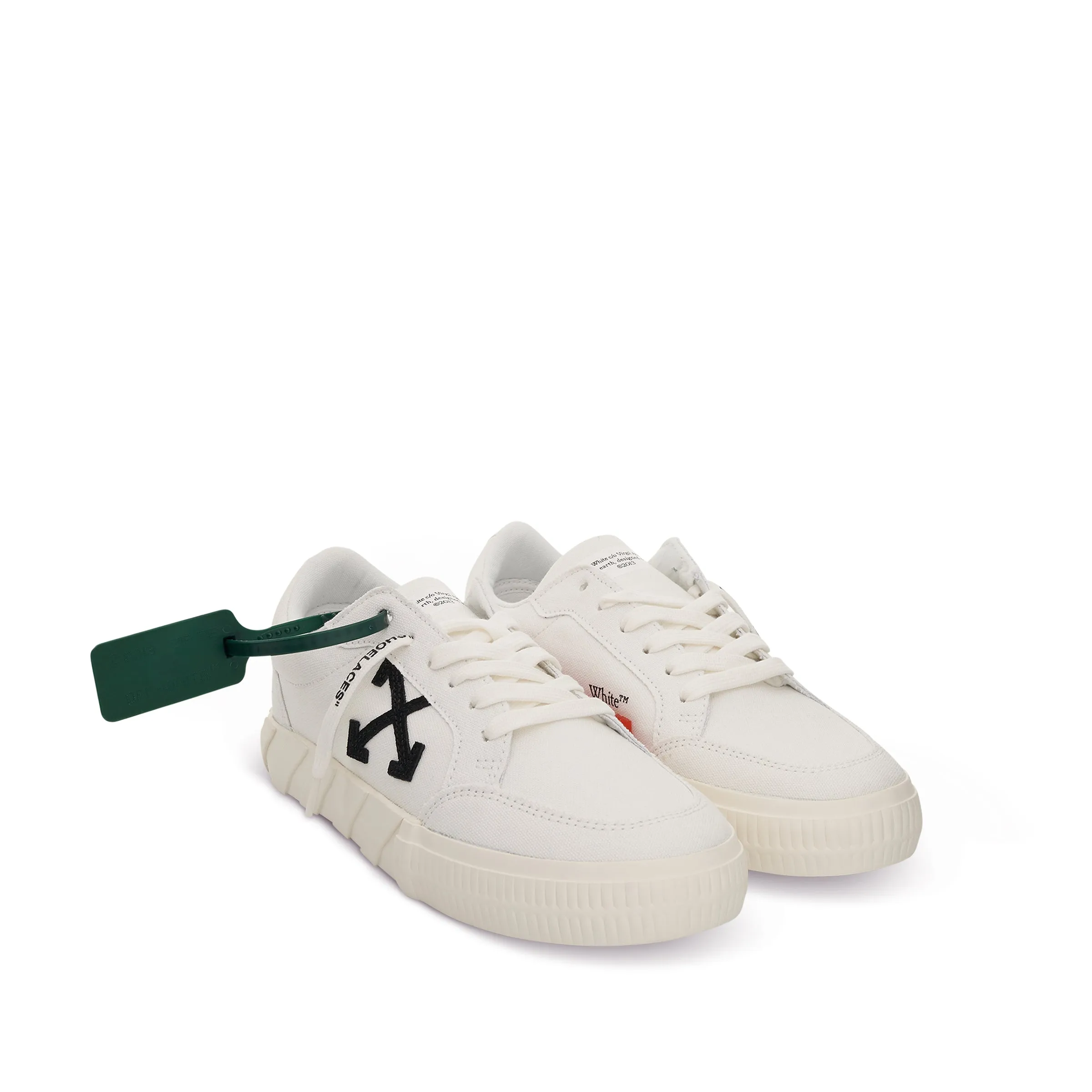 Low Vulcanized Canvas Sneakers in White & Black Colour sold by MARAIS product image thumbnail 2