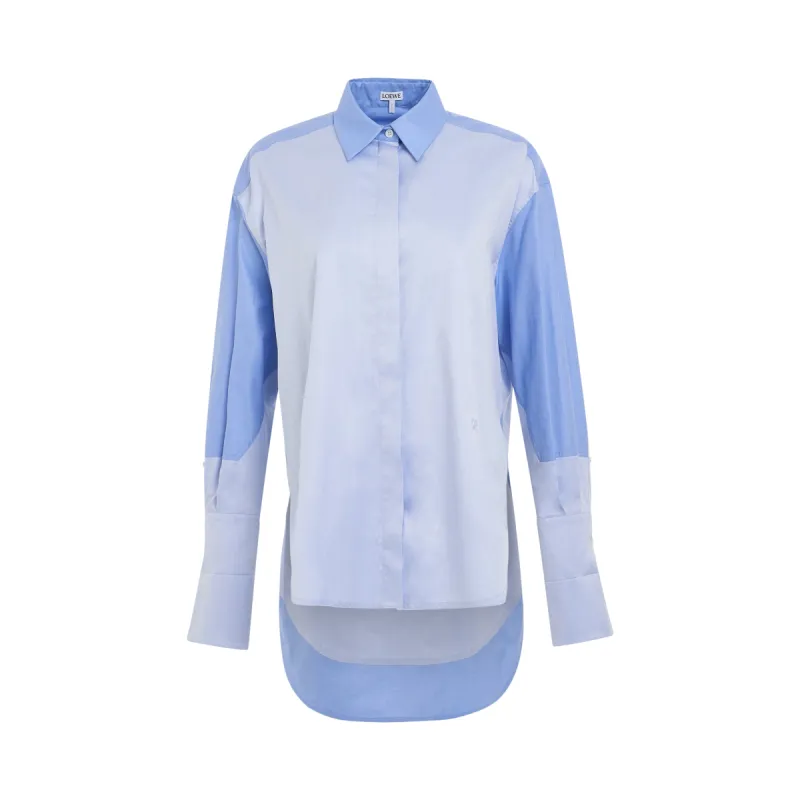 Trompe L'oeil Cotton Shirt in Light Blue sold by MARAIS