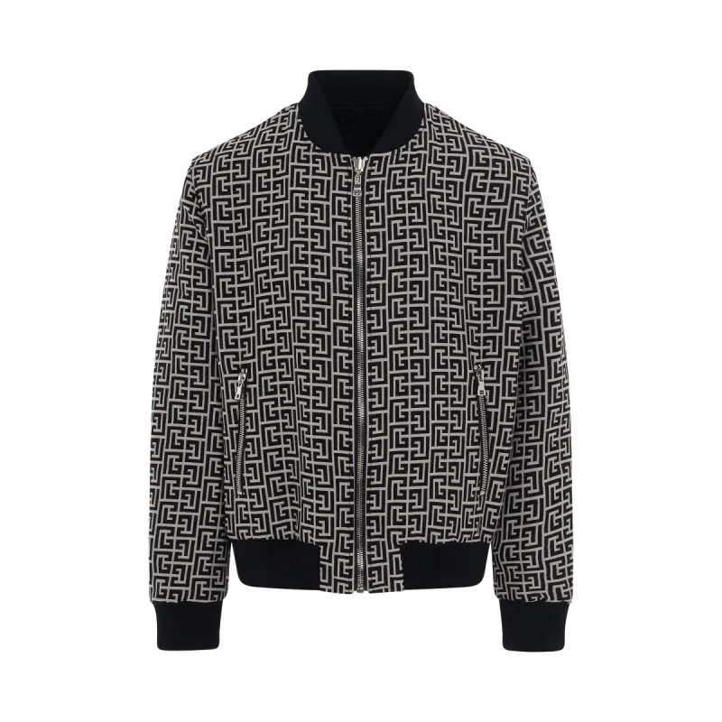 Reversible Monogram Nylon Bomber Jacket in Ivory/Black sold by MARAIS