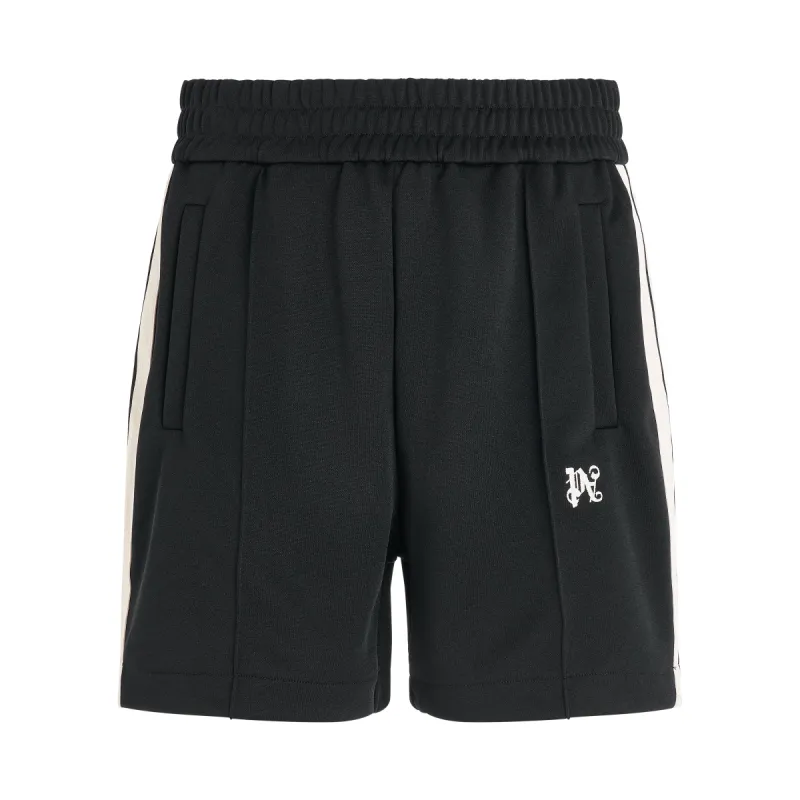 Monogram Track Shorts in Black/Butter sold by MARAIS