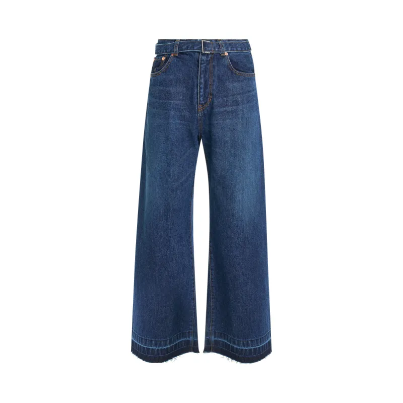 Raw Hem Denim Pants in Blue sold by MARAIS