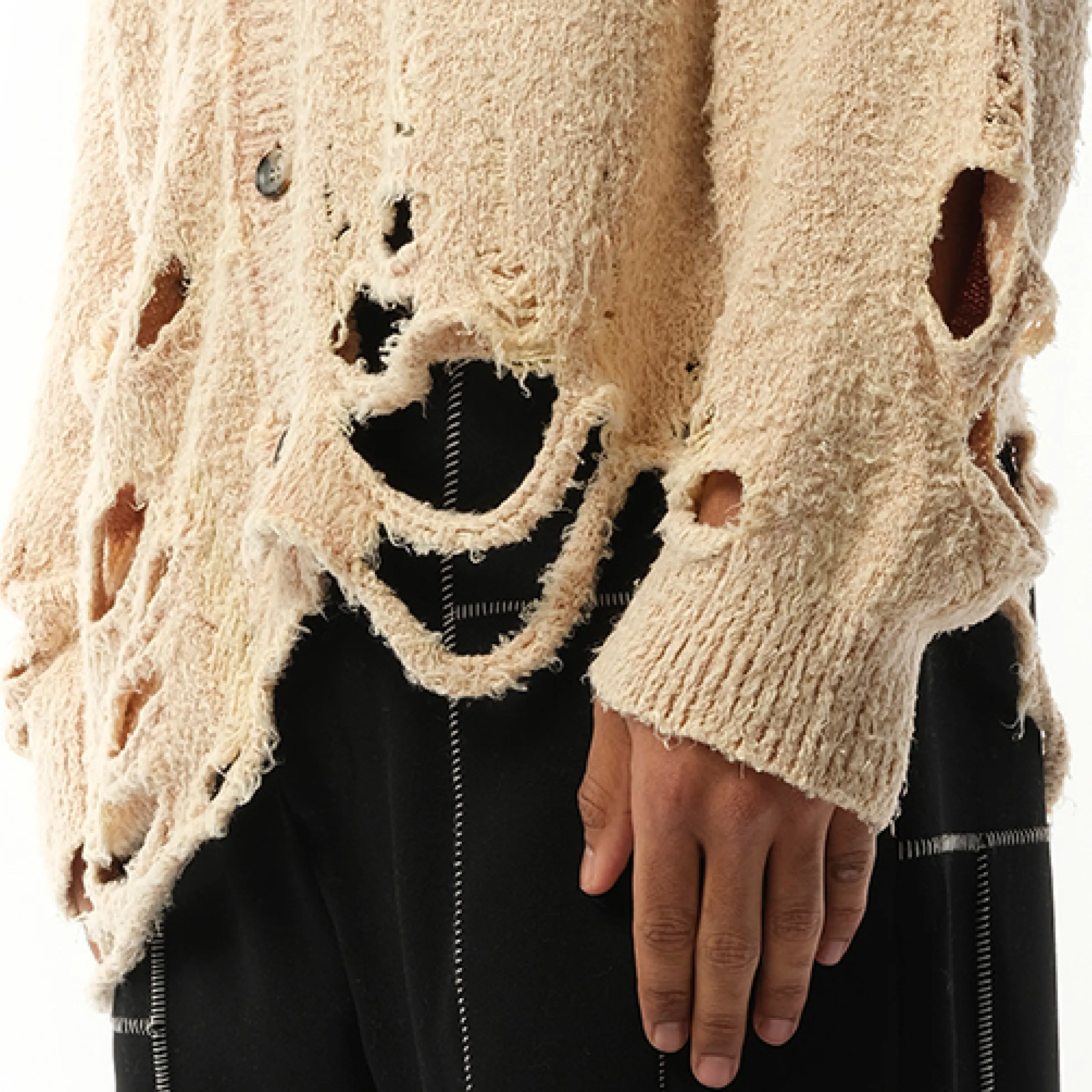 Zombie Silhouette Knit Cardigan in Beige | Parallel