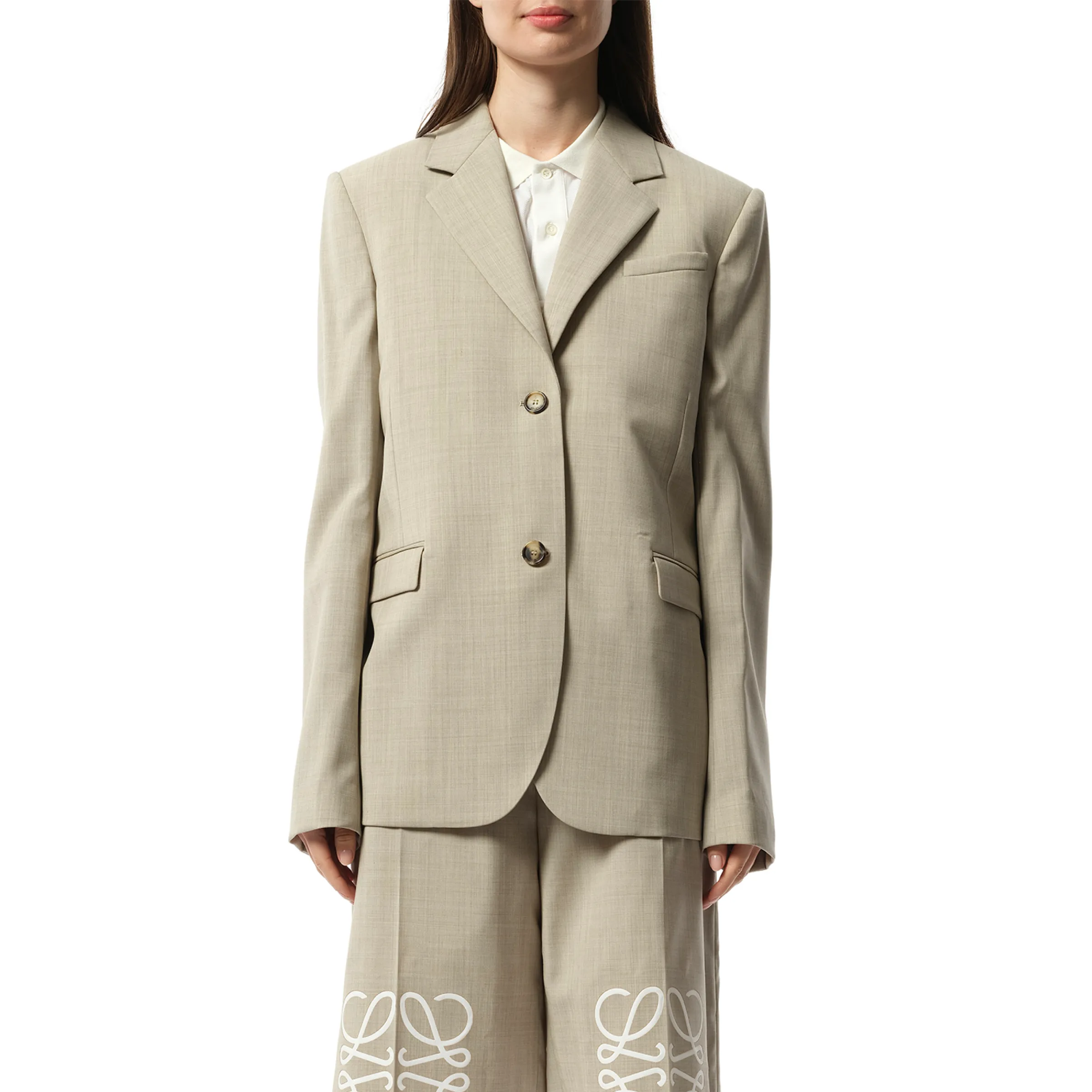 Tailored Jacket in Light Beige Melange sold by MARAIS