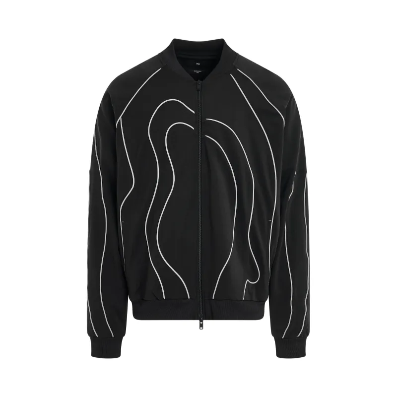 Abstract Stripe Track Jacket in Black sold by MARAIS
