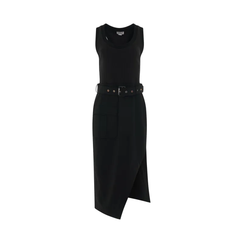Trompe L'oeil Pencil Dress in Black sold by MARAIS