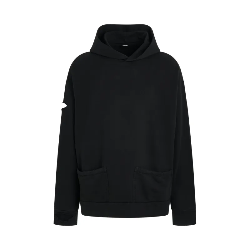 Distressed Vintage Pocket Hoodie in Black sold by MARAIS