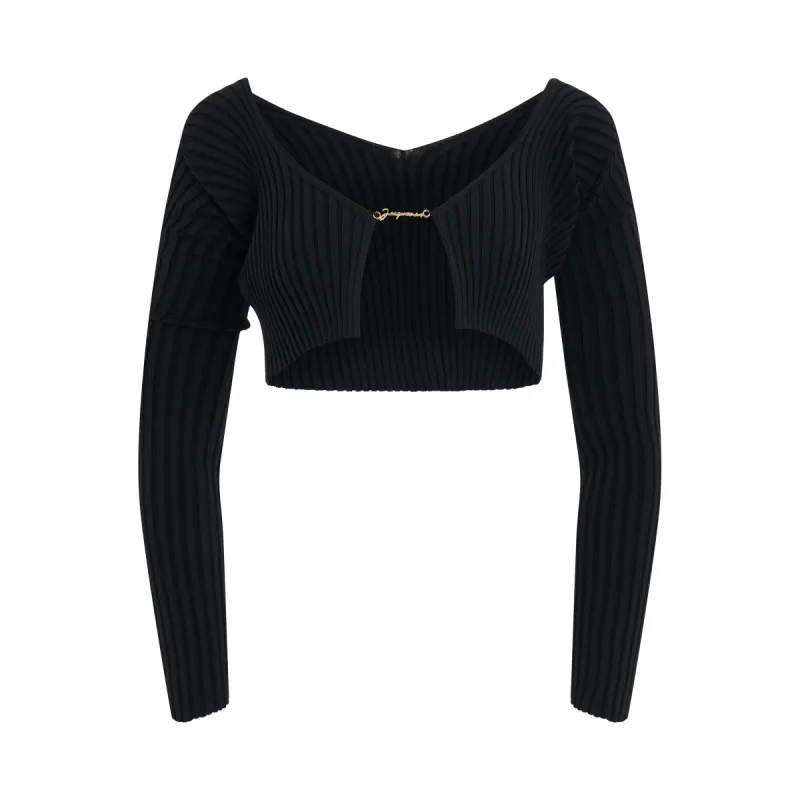 Pralu Micro Charm Cardigan in Black sold by MARAIS