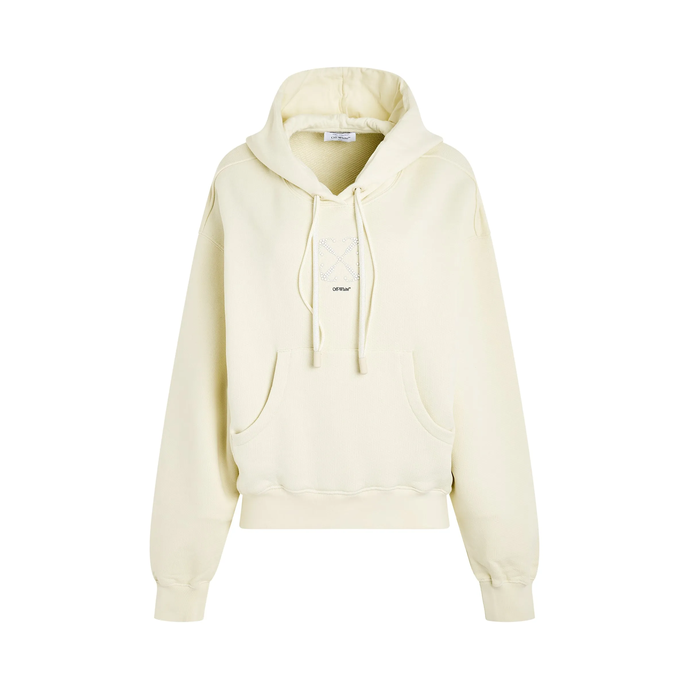 Small Arrow Pearl Oversize Fit Hoodie in Beige sold by MARAIS