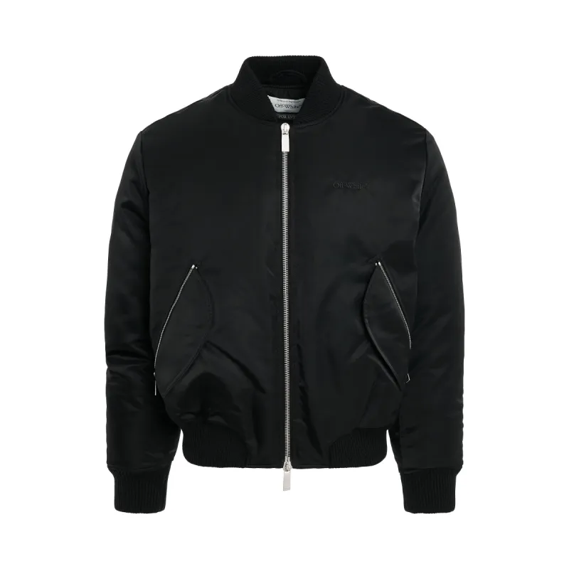 Arrow Nylon Bomber Jacket in Black sold by MARAIS