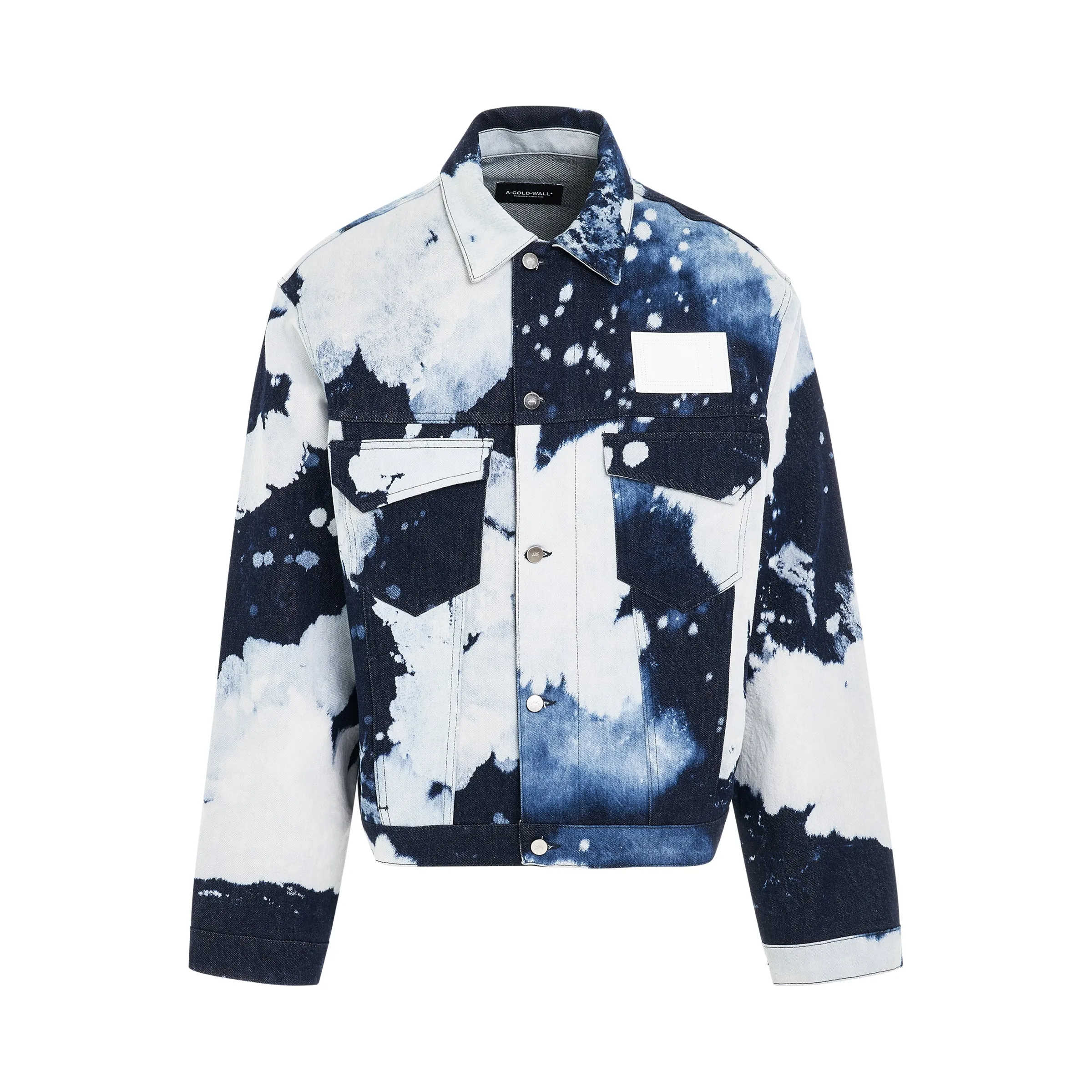 Back Logo Denim Jacket in Bleach Wash sold by MARAIS