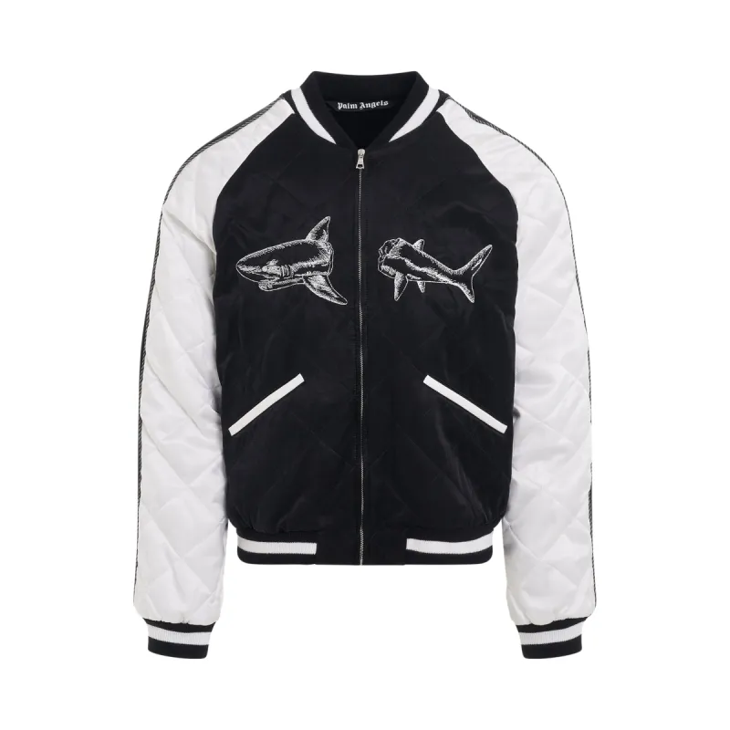 Broken Shark Sukajan Jacket in Black/White sold by MARAIS