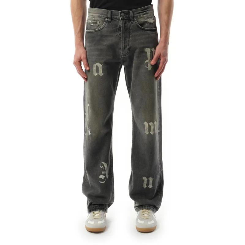 5 Pockets Logo Patch Denim Pants in Black/Black sold by MARAIS