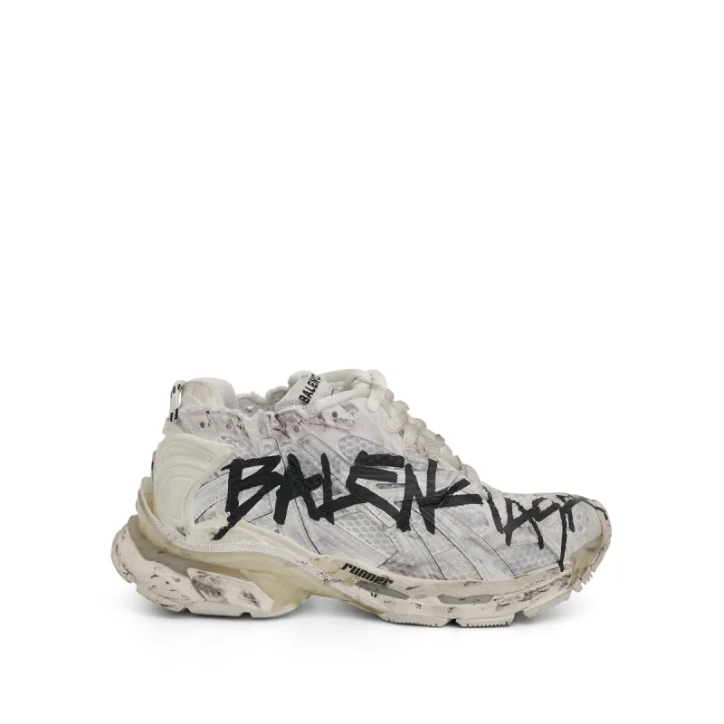 Runner Graffiti Sneakers in White/Black sold by MARAIS