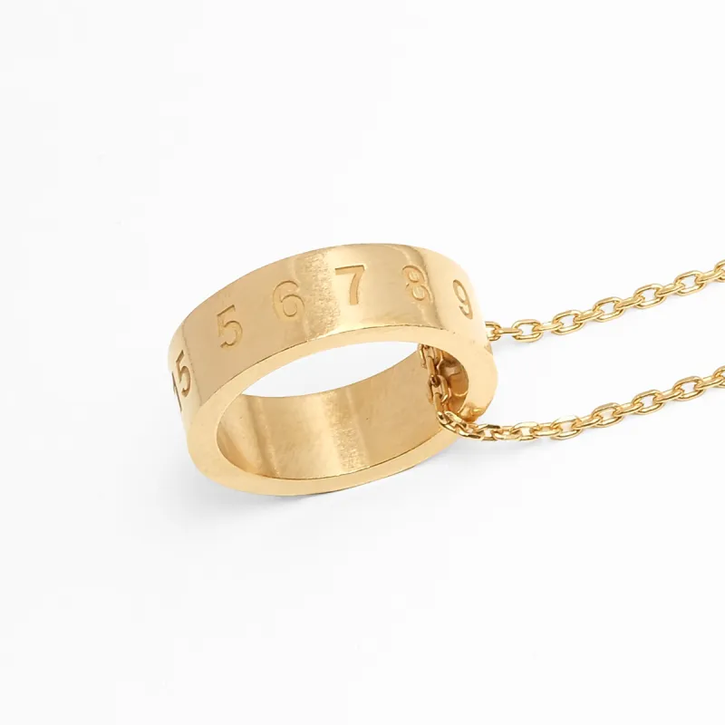 Numerical Ring Necklace in Yellow Gold made by Maison Margiela