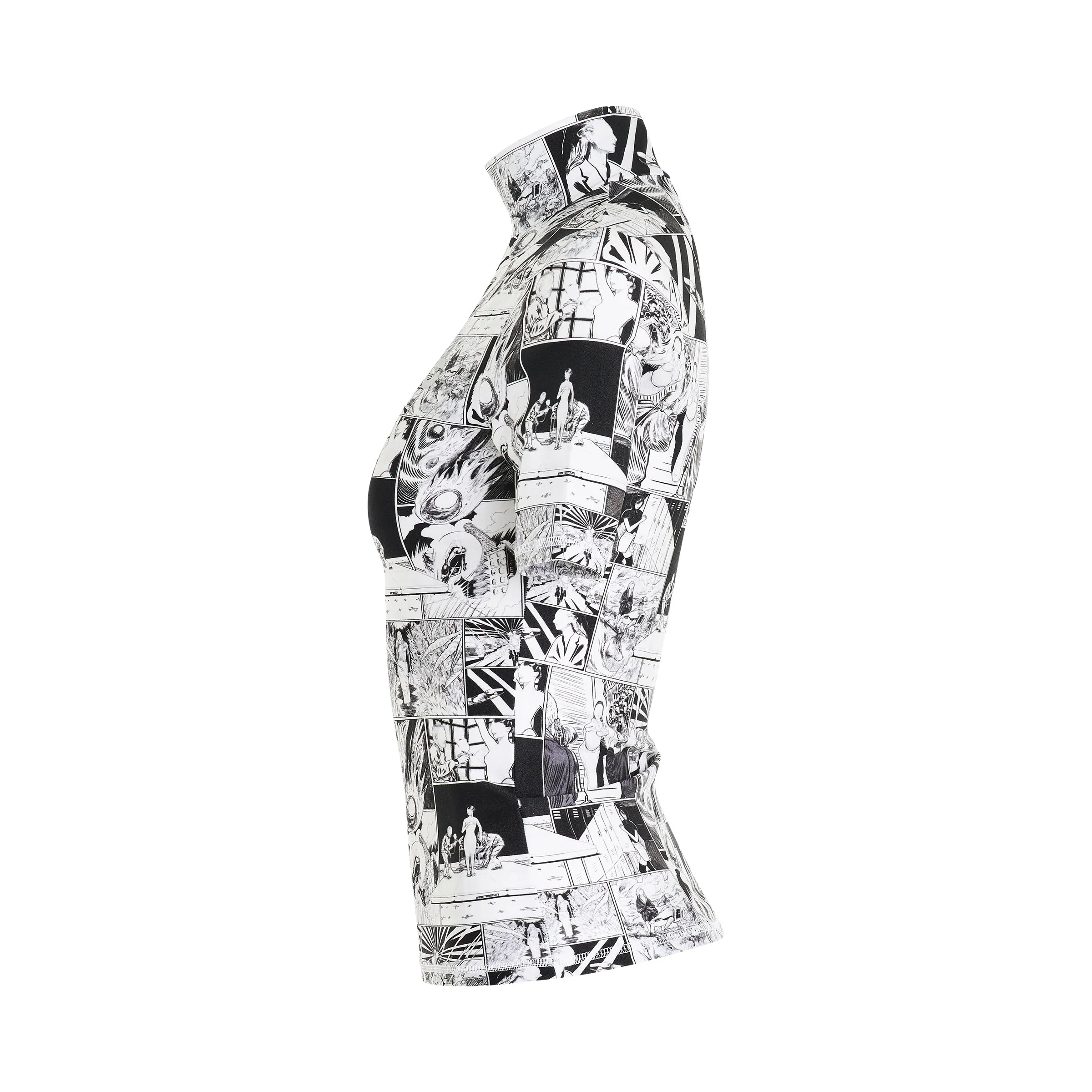 High Neck Fitted Top in Black/White sold by MARAIS product image thumbnail 4