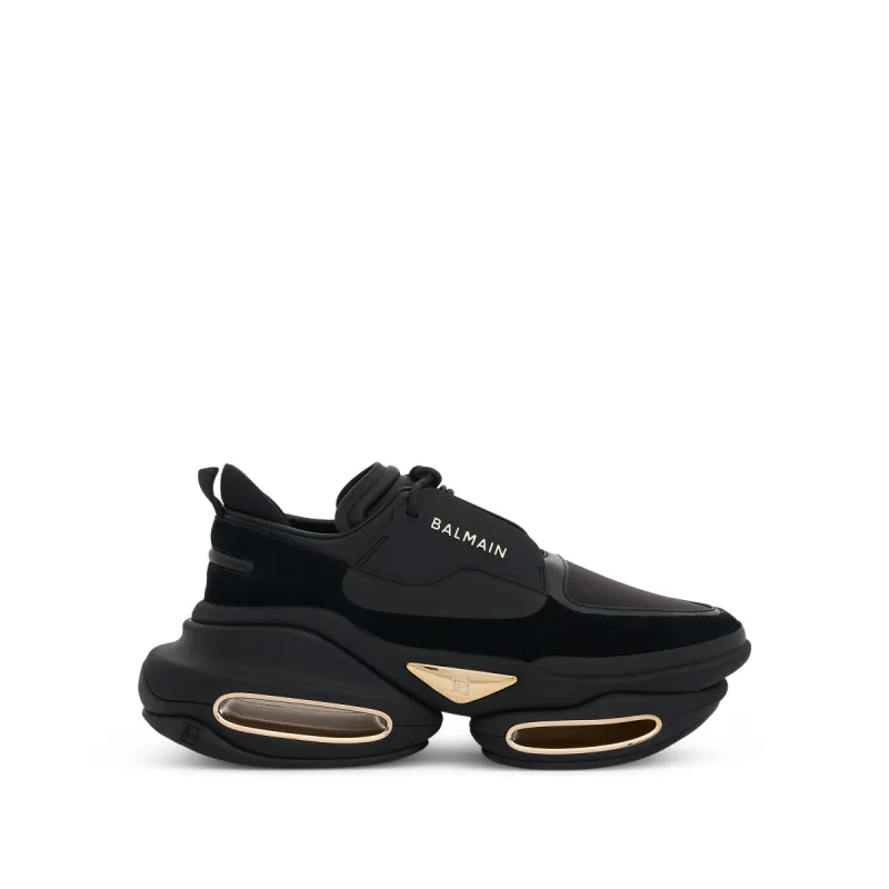 B-Bold Low Calfskin and Suede Sneaker in Black made by MARAIS