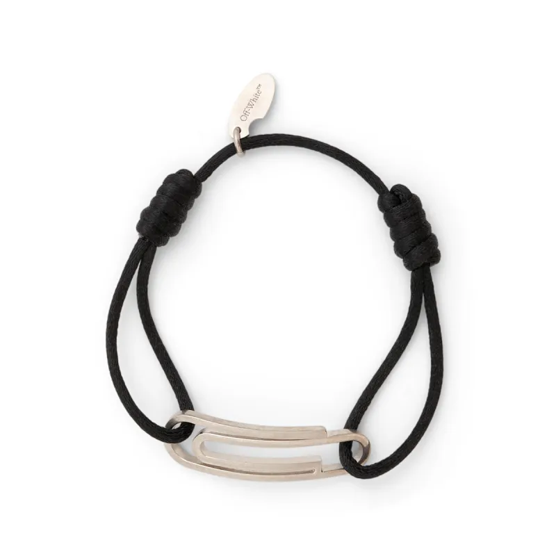 Paperclip Chord Bracelet in Silver/Black sold by MARAIS