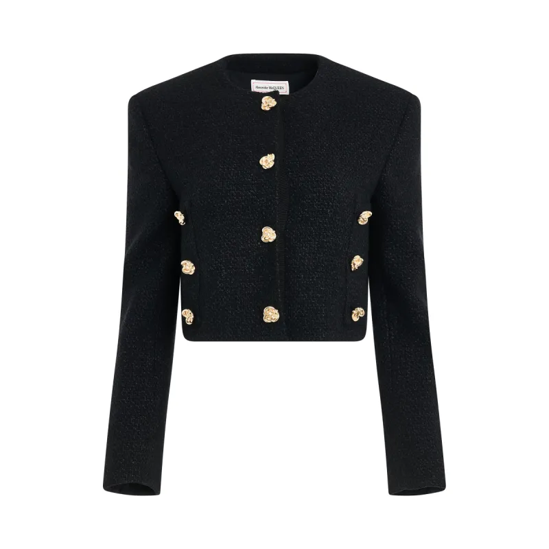 Boxy Tweed Jacket in Black sold by MARAIS