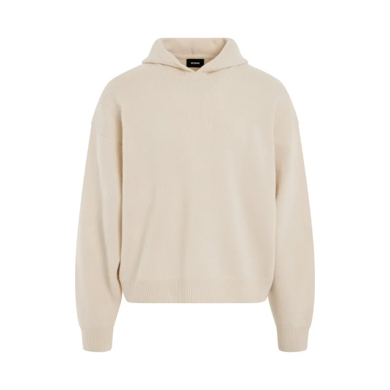 Oversized Basic Knit Hoodie in Ivory sold by MARAIS