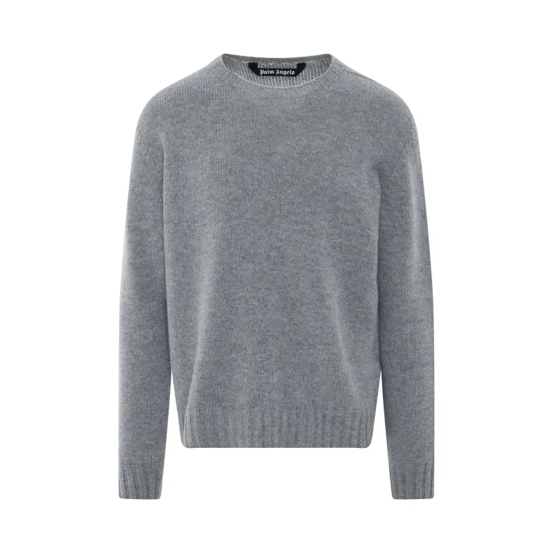 Curved Logo Sweater in Melange Grey/White sold by MARAIS