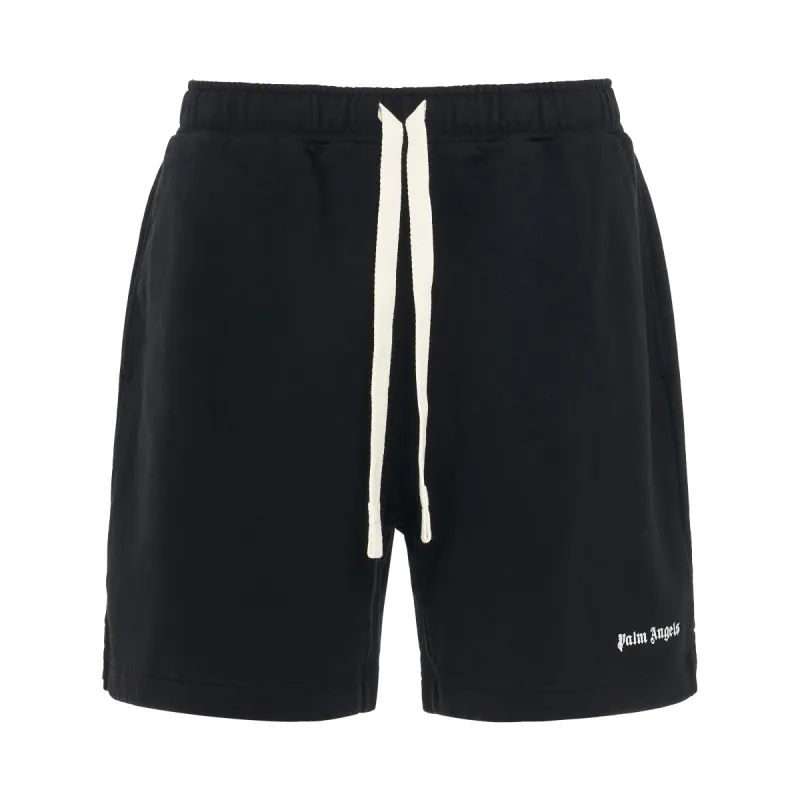 Embroidered Logo Sweatshort in Black/White made by MARAIS